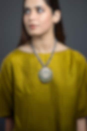 Gold Finish Blue Beaded Necklace by Joules By Radhika at Pernia's Pop Up Shop