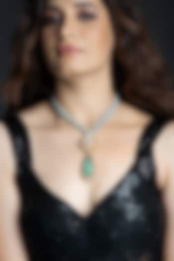 Gold Finish Green Beaded Necklace by Joules By Radhika at Pernia's Pop Up Shop