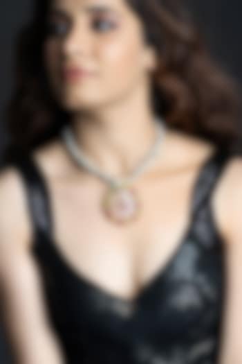 Gold Finish Multi-Colored Stone Necklace by Joules By Radhika at Pernia's Pop Up Shop