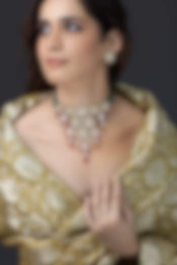 Gold Finish Green Stone Necklace Set by Joules By Radhika at Pernia's Pop Up Shop