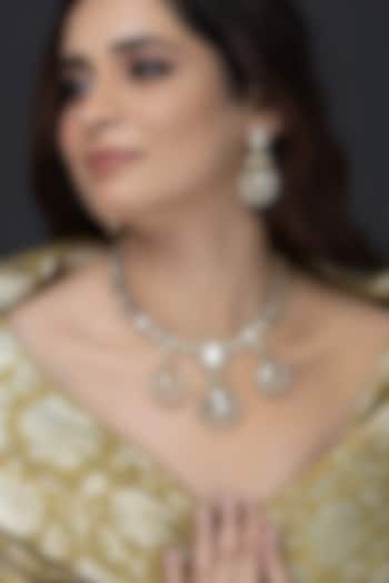 Gold Finish Kundan Polki Necklace Set by Joules By Radhika at Pernia's Pop Up Shop