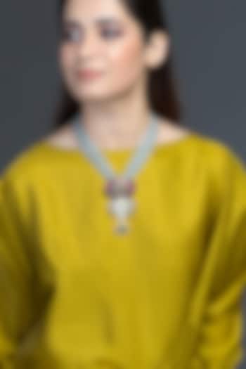 Gold Finish Green Stone Necklace by Joules By Radhika at Pernia's Pop Up Shop