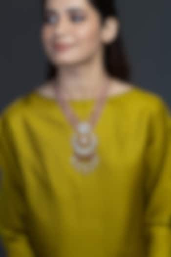 Gold Finish Pink Stone Necklace by Joules By Radhika at Pernia's Pop Up Shop