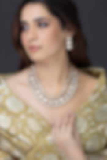 Gold Finish Kundan Polki Necklace Set by Joules By Radhika at Pernia's Pop Up Shop