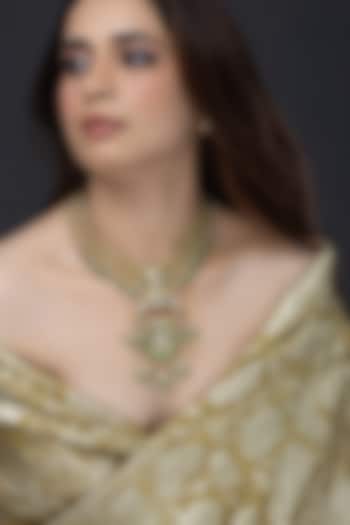 Gold Finish Green Drop Necklace by Joules By Radhika at Pernia's Pop Up Shop