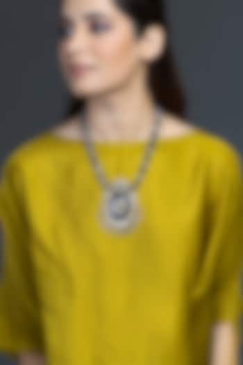 Gold Finish Blue Stone Necklace by Joules By Radhika at Pernia's Pop Up Shop