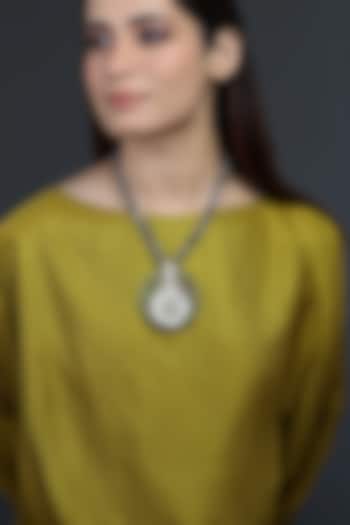 Gold Finish Blue Stone Necklace by Joules By Radhika at Pernia's Pop Up Shop