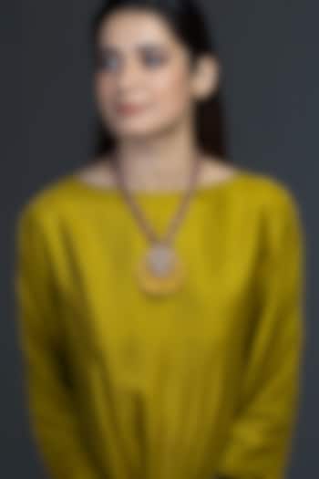 Gold Finish Red Stone Necklace by Joules By Radhika at Pernia's Pop Up Shop