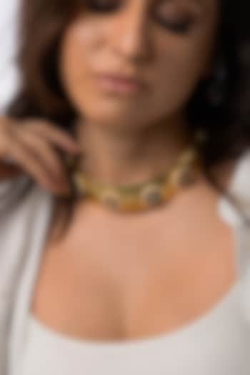 Gold Finish Circular Stone Choker Necklace by Joules By Radhika at Pernia's Pop Up Shop