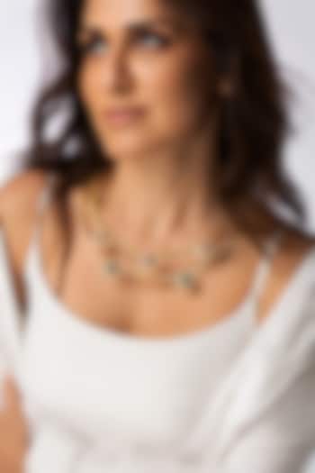 Gold Finish Multi-Colored Stone Layered Necklace by Joules By Radhika at Pernia's Pop Up Shop