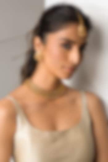 Gold Finish Kundan Polki Choker Necklace Set by Joules By Radhika at Pernia's Pop Up Shop