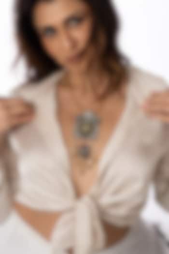 Gold Finish Beaded Pendant Necklace by Joules By Radhika at Pernia's Pop Up Shop