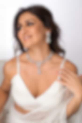 White Finish Cascade Necklace Set by Joules By Radhika at Pernia's Pop Up Shop