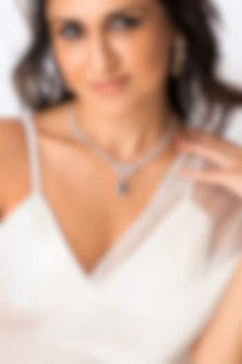 White Finish Emerald Green Stone Necklace Set by Joules By Radhika at Pernia's Pop Up Shop