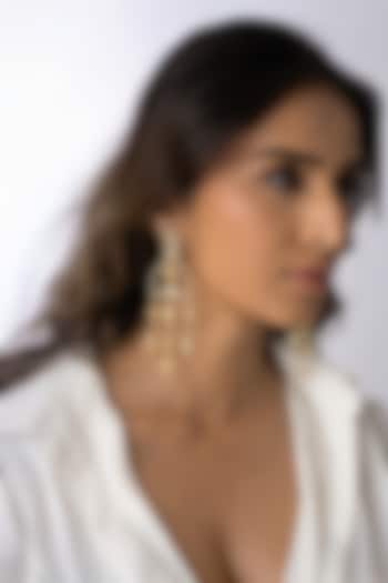 Gold Finish Filigree Heart Dangler Earrings by Joules By Radhika at Pernia's Pop Up Shop
