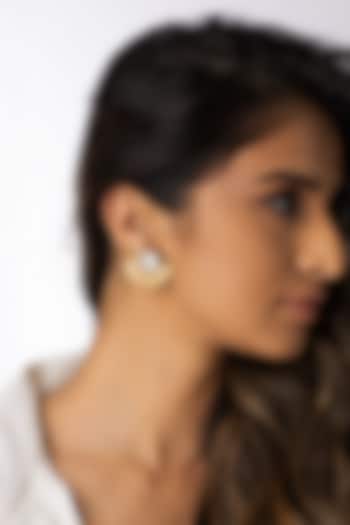 Gold Finish Pearl & Tassel Stud Earrings by Joules By Radhika at Pernia's Pop Up Shop