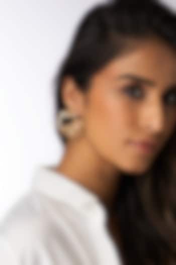 Gold Finish Uncut Stone & Clear Stone Stud Earrings by Joules By Radhika at Pernia's Pop Up Shop