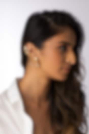 Gold Finish Brass Jhumka Earrings by Joules By Radhika at Pernia's Pop Up Shop