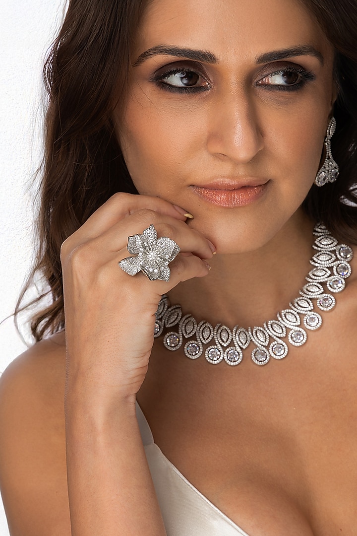 White Finish Statement Heirloom Ring by Joules By Radhika at Pernia's Pop Up Shop