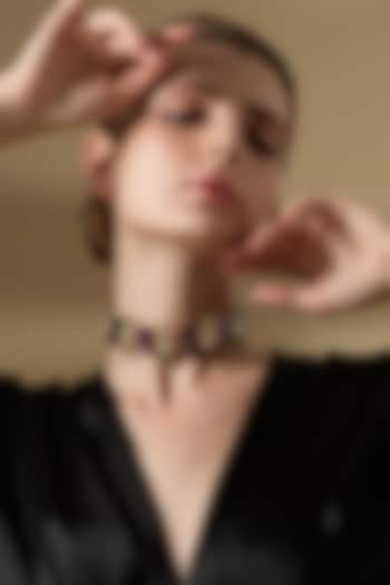 Gold Finish Purple Agate Stone Necklace by Joules By Radhika at Pernia's Pop Up Shop