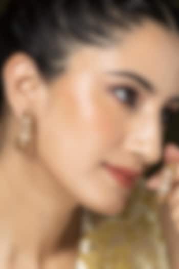 Gold Finish Stone Embellished Hoop Earrings by Joules By Radhika at Pernia's Pop Up Shop