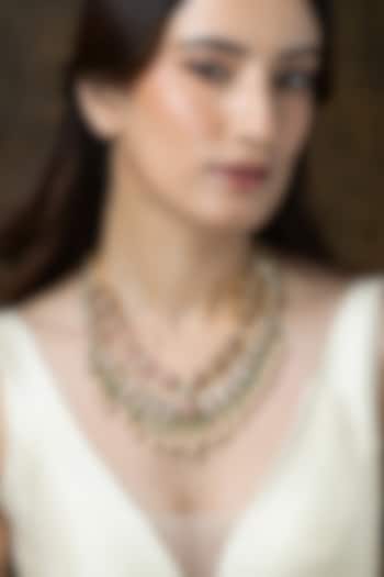 Gold Finish Multi-Colored Gemstone Layered Necklace by Joules By Radhika at Pernia's Pop Up Shop