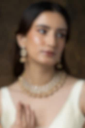 Gold Finish Brass Necklace Set by Joules By Radhika at Pernia's Pop Up Shop