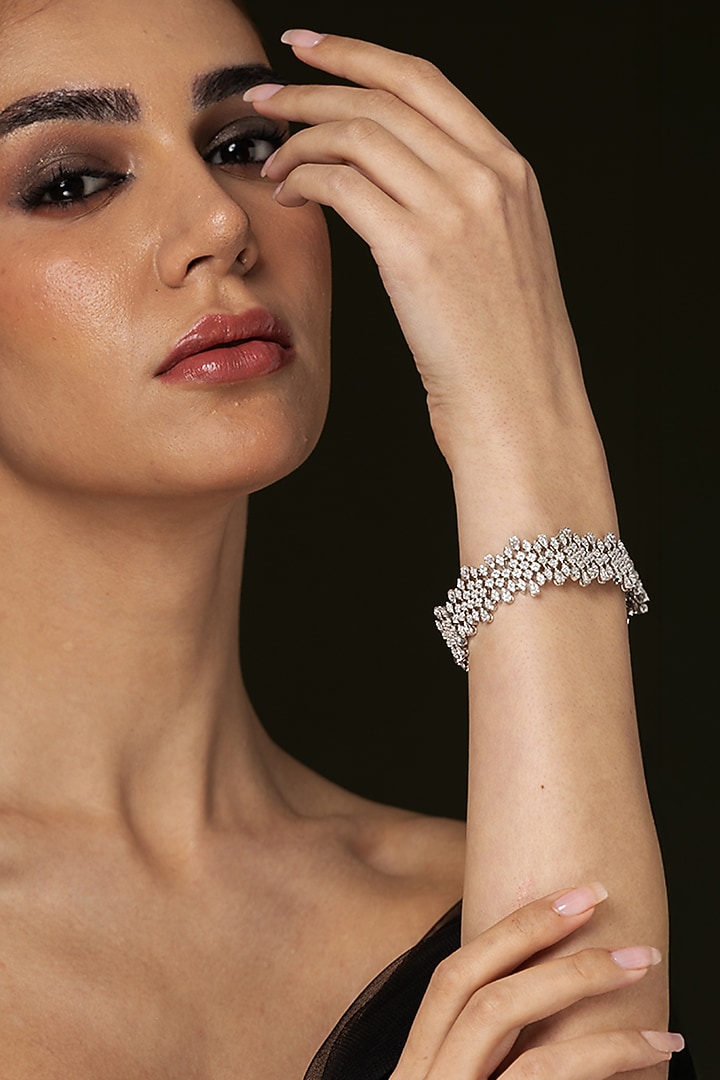 Gold Finish Openwork Bracelet by Joules By Radhika at Pernia's Pop Up Shop