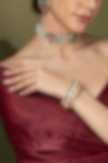 Gold Finish Green Stone Bangle by Joules By Radhika at Pernia's Pop Up Shop