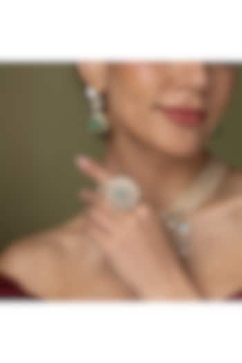 Gold Finish Pear-Cut Gemstone Ring by Joules By Radhika at Pernia's Pop Up Shop