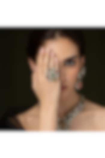 Gold Finish Emerald & Multi-Colored Bead Ring by Joules By Radhika at Pernia's Pop Up Shop