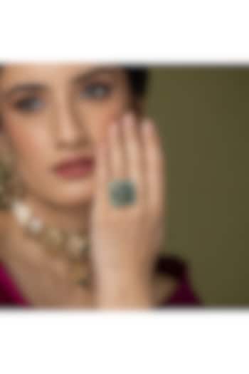 Gold Finish Labradorite Gemstone Ring by Joules By Radhika at Pernia's Pop Up Shop