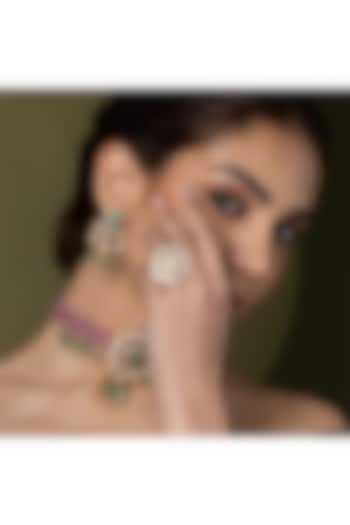 Gold Finish Diamond Floral Ring by Joules By Radhika at Pernia's Pop Up Shop