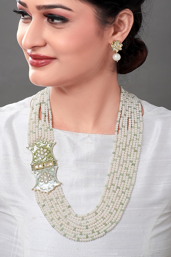 Gold Plated Meenakari Necklace Set by Joules By Radhika