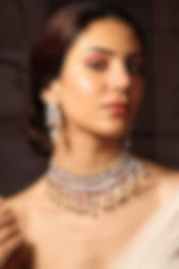 Gold Finish Gemstone Necklace Set by Joules By Radhika at Pernia's Pop Up Shop