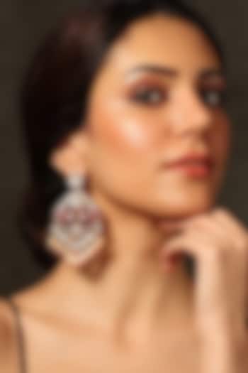 Gold Finish Red Stone Chandbali Earrings by Joules By Radhika at Pernia's Pop Up Shop