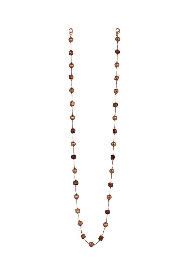 Micro Gold Finish Handcrafted Mask Chain With Shell Pearls by Joules By Radhika at Pernia's Pop Up Shop