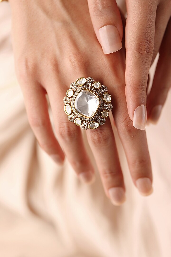 Gold Finish Motif Ring by Joules By Radhika at Pernia's Pop Up Shop