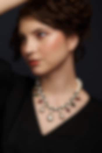 Gold Finish Kundan Polki & Pearl Meenakari Necklace by Joules By Radhika at Pernia's Pop Up Shop