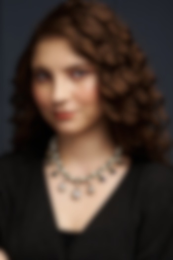 Gold Finish Green Agate & Pearl Enameled Pendant Necklace by Joules By Radhika at Pernia's Pop Up Shop