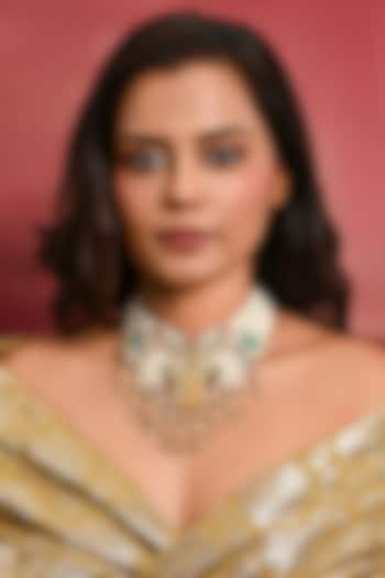 Gold Finish Multi-Colored Beaded Necklace by Joules By Radhika at Pernia's Pop Up Shop