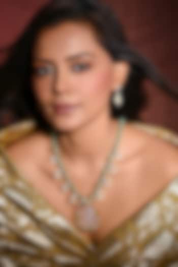 Gold Finish Multi-Colored Stone Necklace Set by Joules By Radhika at Pernia's Pop Up Shop