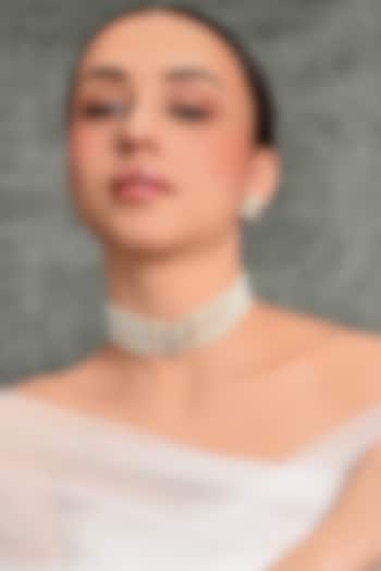 Gold Finish Green Beaded Choker Necklace Set by Joules By Radhika at Pernia's Pop Up Shop