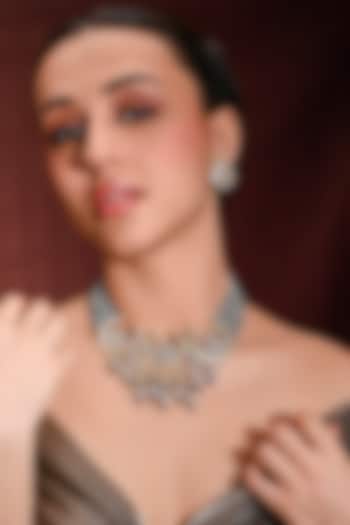 Gold Finish Green Stone Choker Necklace Set by Joules By Radhika at Pernia's Pop Up Shop