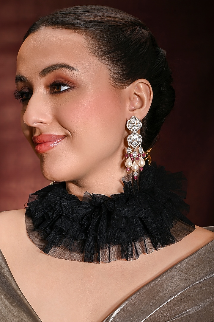 Gold Finish Multi-Colored Stone Dangler Earrings by Joules By Radhika at Pernia's Pop Up Shop