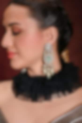 Gold Finish Green Stone Dangler Earrings by Joules By Radhika at Pernia's Pop Up Shop