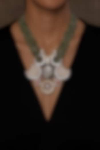 Gold Finish Multi-Colored Pearl & Beaded Pendant Necklace by Joules By Radhika at Pernia's Pop Up Shop