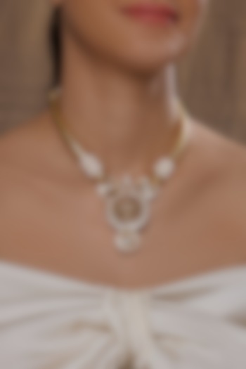 Gold Finish Bespoke Stiff Necklace by Joules By Radhika at Pernia's Pop Up Shop