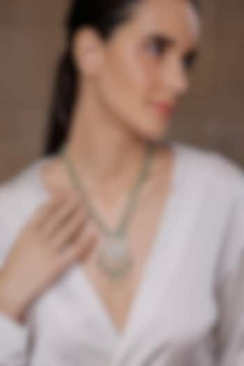 Gold Finish Green Stone Necklace by Joules By Radhika at Pernia's Pop Up Shop