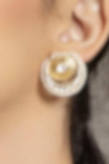Gold Plated Hydro Polki & Shell Pearl Stud Earrings by Joules By Radhika at Pernia's Pop Up Shop